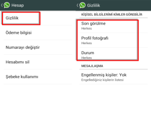 Whatsapp “Son Görülme” Kapatma