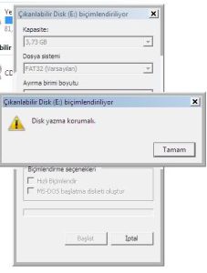 "Disk Yazmaya Karşı Korumalı" Hatasının Çözümü